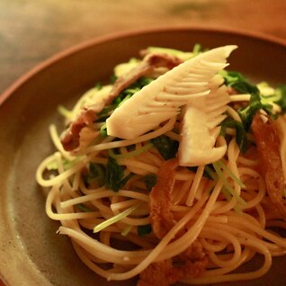 たけのこと牛肉の塩パスタ